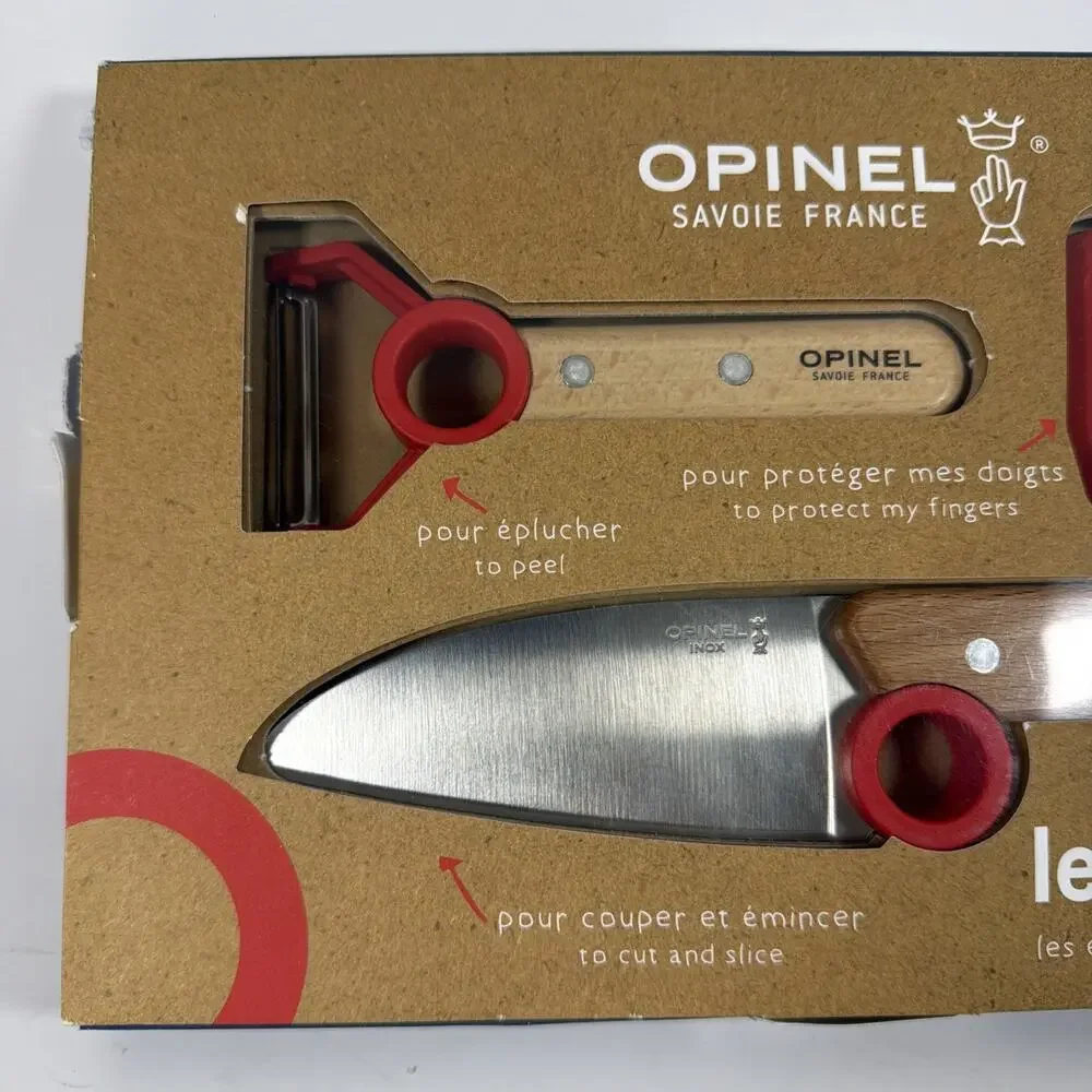 Opinel Le Petit Chef Trio Peeler, 4” Kitchen Knife, & Finger Guard - Open Box